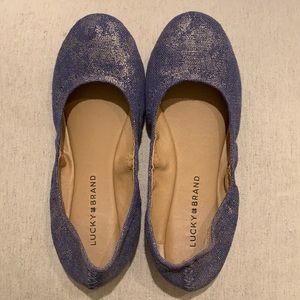Lucky brand metallic and indigo flats